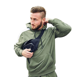 Sweat-shirt à capuche unisexe surdimensionné à manches régulières, couleur unie, en molleton, décontracté, pour l'hiver, noir, gris, design patchwork, effet délavé - Product Image 4