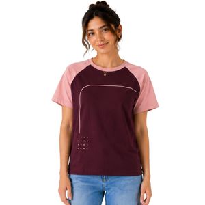 T-shirt Raglan Femme Bordeaux et Rose, Col Rond, Manches Courtes, Personnalisable avec Logo, en Polyester Coton, Décontracté, Été, Vêtements OEM ODM - Product Image 1
