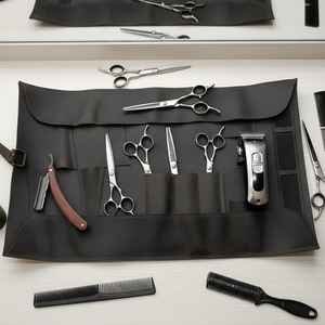 Étui professionnel pour ciseaux de barbier en cuir véritable, protection anti-odeur, ceinture ajustable, étui multifonction pour barbier - Product Image 5