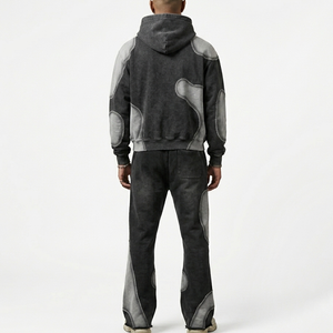 ชุดวอร์มผ้าเฟรนช์เทอร์รี่แบบสั่งทำพิเศษ พร้อมเสื้อฮู้ดครอปและกางเกงขายาวทรงบาน ออกแบบโลโก้ได้ตามต้องการ ผ้าหนา 400 GSM สำหรับใส่ได้ทั้งชายและหญิง - Product Image 4