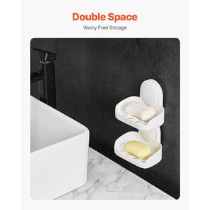 Doppio strato ventosa portasapone con vassoio di scarico comodo accessorio doccia - Product Image 3