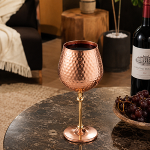Gobelet à vin en cuivre martelé, verre à vin sur pied en cuivre, tasse à boire en métal pour la maison, le bar, le restaurant, la décoration de table de mariage - Product Image 6