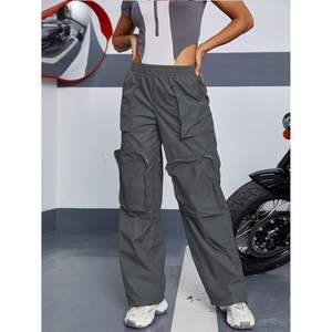 2025 High-Waisted Women's Cargo <b>Pants</b> Breathable Baggy Stretchy Wide Leg Jogger 4 Pockets <b>Y2K</b> Streetwear Casual Style - Product Image 4