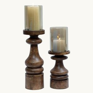 Wooden Handmade Round Shape Candle Holder Set Rustic Home Decor Table Centerpiece Wedding Thanksgiving Easter Event Decoration - Product Image 1