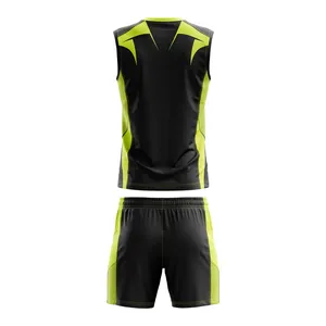 Conjunto Deportivo Unisex Negro y Verde Lima, Camiseta sin Mangas y Pantalones Cortos de Poliéster con Estampado por Sublimación, Ropa Deportiva Transpirable, Uniforme para Adultos - Product Image 2