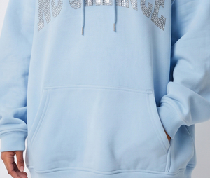 Women Rhinestone Fleece Hoodies Casual 100% Polyester Heavy <b>Weight</b> Drop Shoulder Oversize Winter Street Wear Sweat Hoodies - Product Image 5