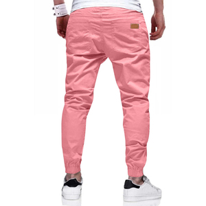 Pantalon cargo rose pour homme, pantalon décontracté léger avec poches latérales, ourlet élastique - Product Image 6