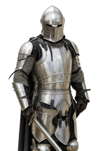 Armadura medieval de la mejor calidad, tipo Sugarloaf, en acero dulce de calibre 18, con acabado pulido, tamaño completo, aproximadamente 7 pies, con acabado pulido. - Product Image 2