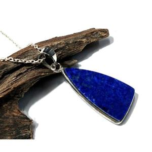 Colgante de Piedra Preciosa de Lapislázuli Natural, Plata de Ley 925, Forma de Gota de Agua, Estilo Bohemio, Certificado por Terceros, Joyería Hecha a Mano - Product Image 5