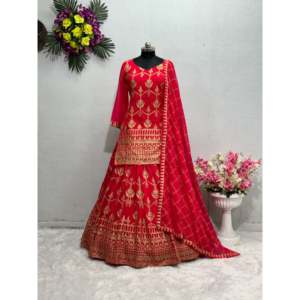 Robes de créateur Top Lehenga et Dupatta Set avec Chine Stitch Work Elegant Wear - Product Image 1