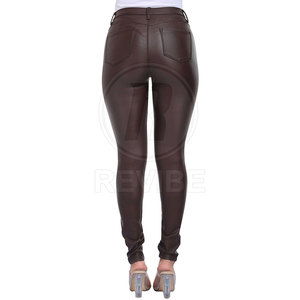 Leggings en cuir chics pour femmes, coupe ajustée, taille mi-haute, respirants, design flexible, tenue décontractée, longueur intégrale, personnalisables, toutes saisons - Product Image 4