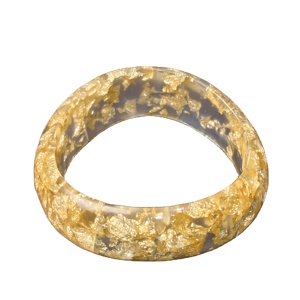 Elegante Brazalete de Acrílico Transparente con Incrustaciones de Hojas Doradas, Brazalete de Resina Transparente para Regalo de Boda, Ecológico - Product Image 1