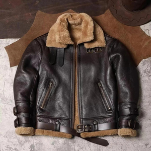 Veste bomber en cuir véritable B3 pour homme, imperméable, respirante, écologique, marron, style aviateur, vintage, RAF, Seconde Guerre mondiale - Product Image 1