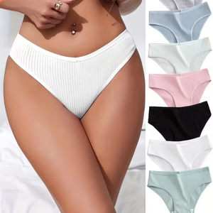 Women's High-Rise Ribbed Lift Panties Breathable Comfortable Stretch Daily Home Solid Color Briefs 1pc Fall Winter Underwear - Product Image 1
