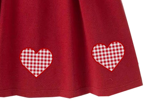 Robe pour bébé fille rouge à col Peter Pan, à carreaux, avec manches bouffantes en forme de cœur, robe décontractée pour fête d'enfants - Product Image 6