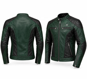 Chaqueta de Motocicleta de Cuero de Lujo |   Vino Tinto, Negro, Marrón, Verde |   Fabricante OEM ODM |   Diseño de Calidad Premium |   Resistente al viento | - Product Image 3