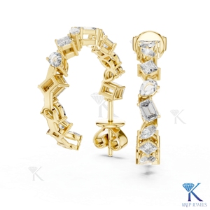 Pendientes de Oro Sólido de 14K con Doble Halo y Diamantes Cultivados en Laboratorio, Corte Brillante, para Mujer, con Cierres de Rosca Seguros, Diseño de Lujo - Product Image 3