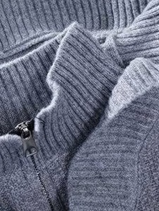Sudadera con capucha de punto gris lavado para hombre, efecto dos piezas, con media cremallera y botones, estilo jersey oversize holgado con textura acanalada y manga larga - Product Image 3