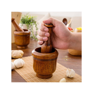 Mortier et pilon en bois de coco faits à la main, écologiques, broyeur d'épices naturel pour la vente en gros mondiale - Product Image 1