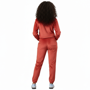 Conjunto Deportivo de Dos Piezas para Mujer, Chaqueta con Capucha y Cremallera con Pedrería y Pantalones Deportivos de Felpa Antibacterianos de Poliéster/Algodón - Product Image 4