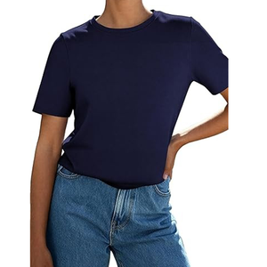 Camiseta de algodón lisa de alta calidad para mujer - Product Image 1