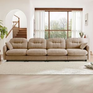 Divano Modulare a Quattro Posti in Tessuto Chenille Premium con 2 Cuscini Decorativi, Design Trapuntato e Plissettato, Divani di Alta Qualità per Soggiorno - Product Image 3