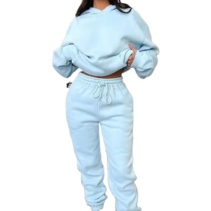 Custom Tracksuit Organic Cotton Tracksuit Sweatshirt Set for Ladies Plus Size Fleece Two-Piece Hoodie and <b>Pants</b> Autumn Clothing - Product Image 2