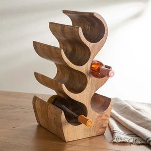 Porte-vin en bois, porte-vin de luxe, support à vin artisanal, présentoir à vin moderne, porte-bouteilles rustique, porte-bouteilles en bois - Product Image 1