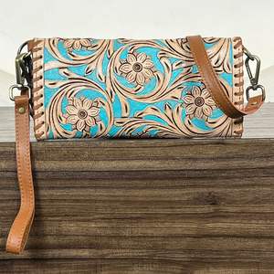Cartera Larga de Cuero con Diseño Floral de Lujo para Mujer, de Cuero Vacuno Genuino, con Bloqueo RFID, para Efectivo, Tarjetas y Monedas, Bolso de Mano para Viaje - Product Image 5