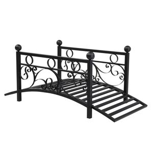 Ringhiera in Ferro Nera con Parte Superiore Piatta 102*51*43cm e Sfera in Ferro Rotonda, Elegante Ponte da Giardino - Product Image 3