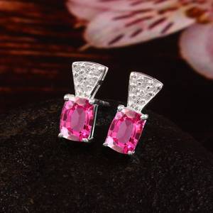 Pendientes colgantes de zafiro rosa, Plata de Ley 925, joyería hecha a mano, regalo de San Valentín para mujer, joyería fina de lujo - Product Image 2