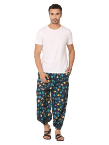100% pantalones de salón de algodón para hombre, ropa de dormir informal transpirable con globo, diseño Harem de retazos, ropa de casa cómoda pura - Product Image 4