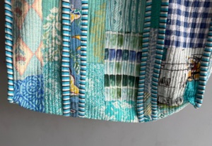 <b>Patchwork</b> Cotton Tote <b>Bag</b> With Striped Handles Bohemian Style Open Top Shopping <b>Bag</b> All Seasons Use gift for her - Product Image 5