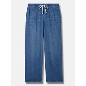 Jeans de Mezclilla para Mujer, Cintura Alta, Corte Holgado, Pierna Recta, Estilo Casual Otoñal, Color Sólido, Bolsillos, Lavado Regular - Product Image 1