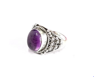 Cocktail <b>Ring</b> Vintage 925 Sterling <b>Silver</b> With Oval Amethyst Gemstone Boho Statement Jewelry Gift for Women & <b>Men</b> - Product Image 2