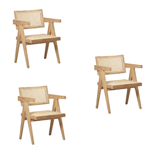 Chaise de salle à manger moderne et personnalisable en rotin et bois massif, design de siège arrière confortable pour la vente en gros de meubles d'appartement d'hôtel à la maison - Product Image 4