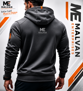 Pull-over décontracté à capuche pour homme, collection Printemps 2025, coupe ample, fermeture éclair, poches latérales multiples, doublure polaire imperméable, grandes tailles - Product Image 2