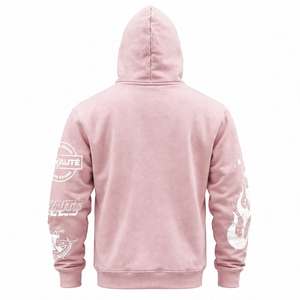 Sweat à capuche unisexe personnalisé surdimensionné avec motif crâne rose, impression en relief, style streetwear, molleton épais, vintage et décontracté - Product Image 3