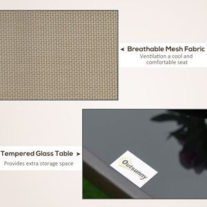 Set da 3 Pezzi: Sedia a Dondolo, Tavolino da Tè, 2 Sedute Oscillanti, Piano in Vetro Temperato, Arredamento da Esterno per Giardino e Patio, Struttura in Acciaio, Ideale per Ospedali - Product Image 5