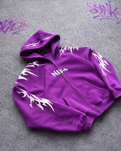 For Hooded Zip-Up <b>Sweatshirt</b> with <b>White</b> Flame Print Regular Fit <b>Men's</b> Streetwear Fleece 100% Cotton Winter Wear - Product Image 1