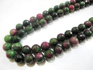 Perles facettées en quartz zoïsite rubis naturel authentique, 12 mm, brin de 8 pouces, pour la fabrication de bijoux - Product Image 1