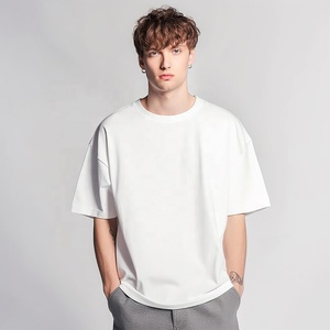 เสื้อยืดผู้ชายแบบสั่งตัด100% พรีเมี่ยมผ้าฝ้ายแท้ธรรมดาใส่ผ่อนคลายไหล่ปล่อยแบบคลาสสิกโอเวอร์ไซส์ธรรมดาใส่สบาย220กรัม - Product Image 3