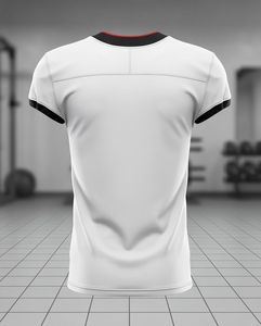 T-shirt de football américain pour homme, blanc, noir, rouge, col en V, manches courtes, numéro 8 sublimé, évacuation de l'humidité, coupe classique - Product Image 3