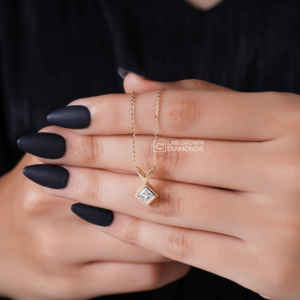 Pendentif solitaire de luxe en argent S925 avec moissanite taille princesse pour femme, qualité VS EF, bijou carré, cadeau - Product Image 2