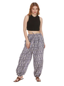 Sarouel en satin de coton taille libre pour femmes haut confortable Boho impression numérique Joggers hiver Baggy vêtements de détente plat respirant - Product Image 5