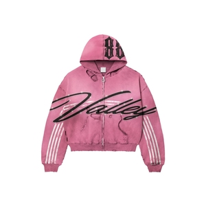 Private Label Pink Men's 2 Piece Sweat Suits Long Sleeve Y2K Rhinestone Graphic Zipper Hoodies and Flared <b>Sweatpants</b> <b>Set</b> - Product Image 1