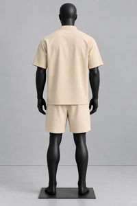 Conjunto de Camisa de Manga Corta de Algodón para Hombre, Color Sólido, Informal, Transpirable, para Verano - Product Image 5