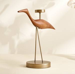 Swan Handcrafted Wooden Bird <b>Tea</b> Light Holder Metal Base Luxury Tabletop Candle <b>Stand</b> Birthday Christmas Easter Home Decoration - Product Image 4