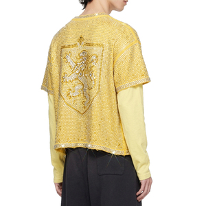 T-shirt pour homme à strass, double couche, style streetwear, décontracté d'été - Product Image 1