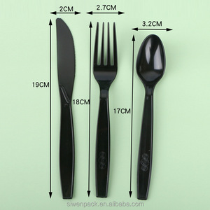 Takeaway thức ăn nhanh nhiệm vụ nặng nề dùng một lần màu đen nhựa muỗng nĩa và dao cá nhân bọc - Product Image 4